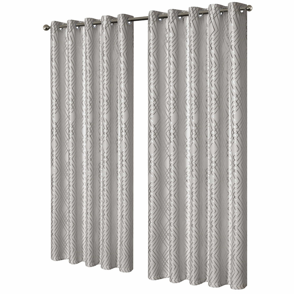 Geometric Natural Sparkle Blackout Curtains Soft Thermal Insulated Eyelet Ring Top Living Room & Bedroom Drapes by OLIVIA ROCCO