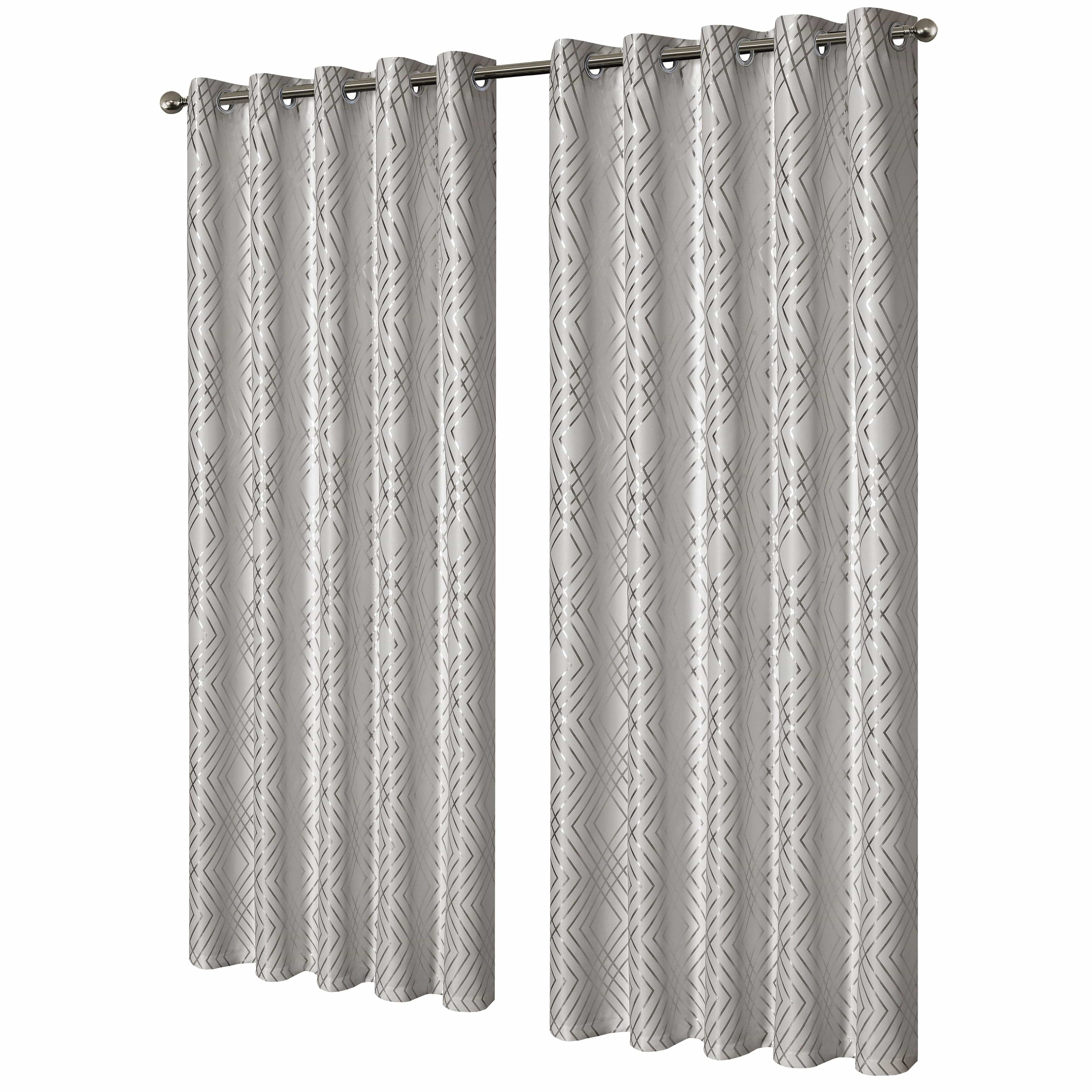 Geometric Natural Sparkle Blackout Curtains Soft Thermal Insulated Eyelet Ring Top Living Room & Bedroom Drapes by OLIVIA ROCCO