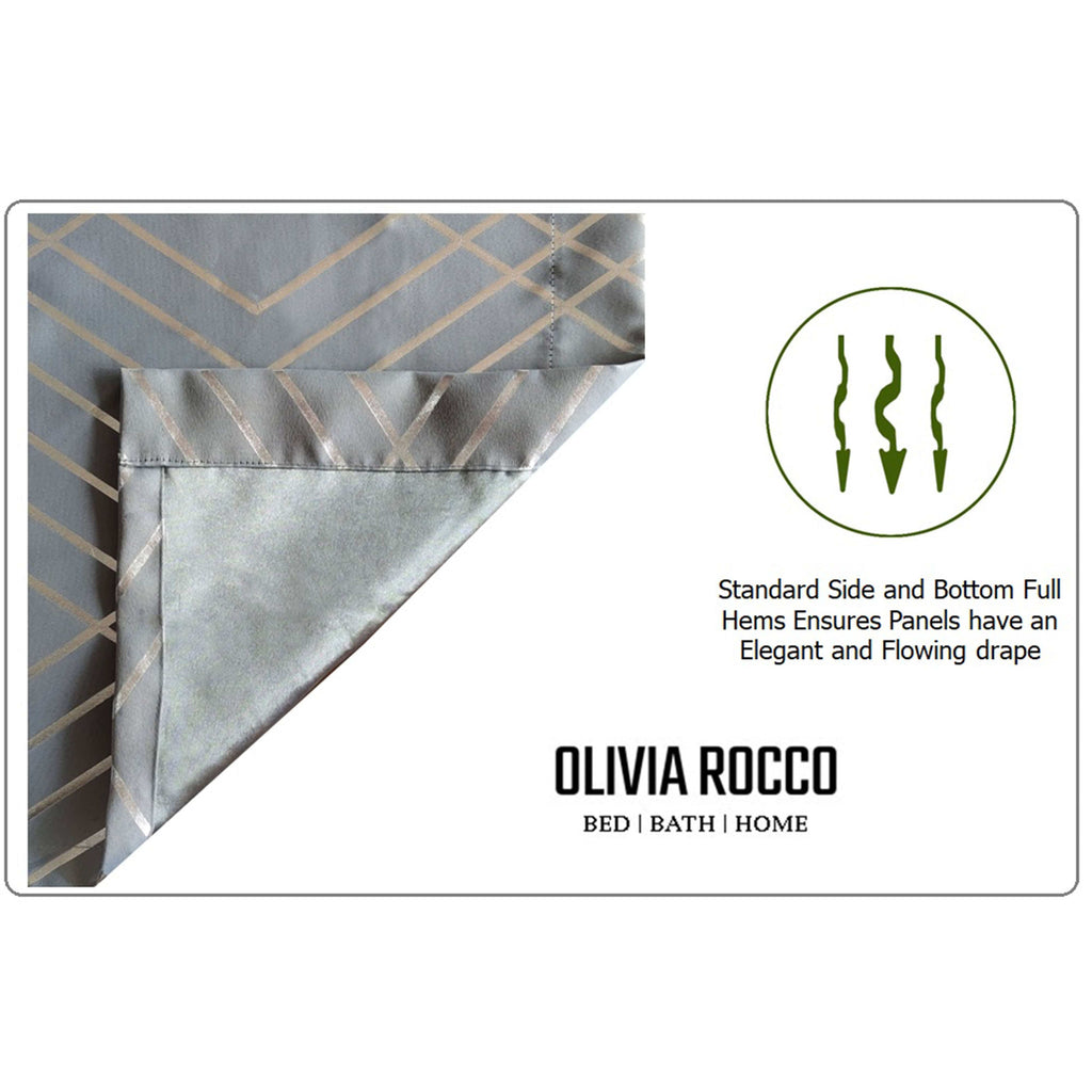 Geometric Silver Sparkle Blackout Curtains Soft Thermal Insulated Eyelet Ring Top Living Room & Bedroom Drapes by OLIVIA ROCCO