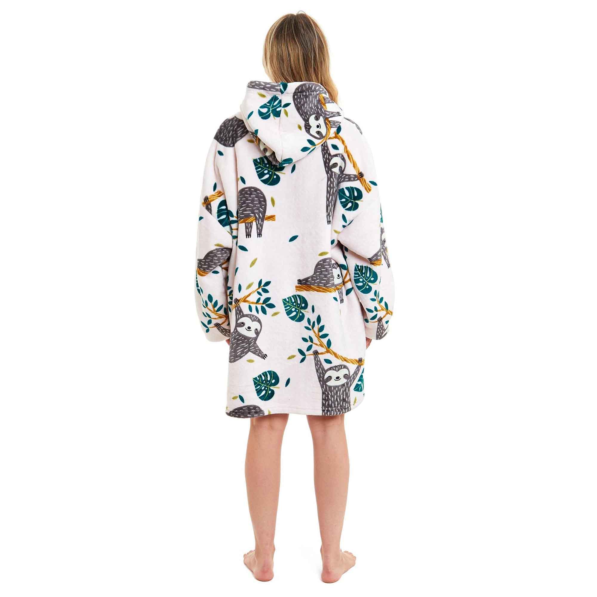 Giant Cozy Sloth Hooded Blanket Ultra Soft Sherpa Fur Plush Flannel Fleece Oversized Hoodie Sweatshirt for Adults and Kids Premium Loungewear by Daisy Dreamer