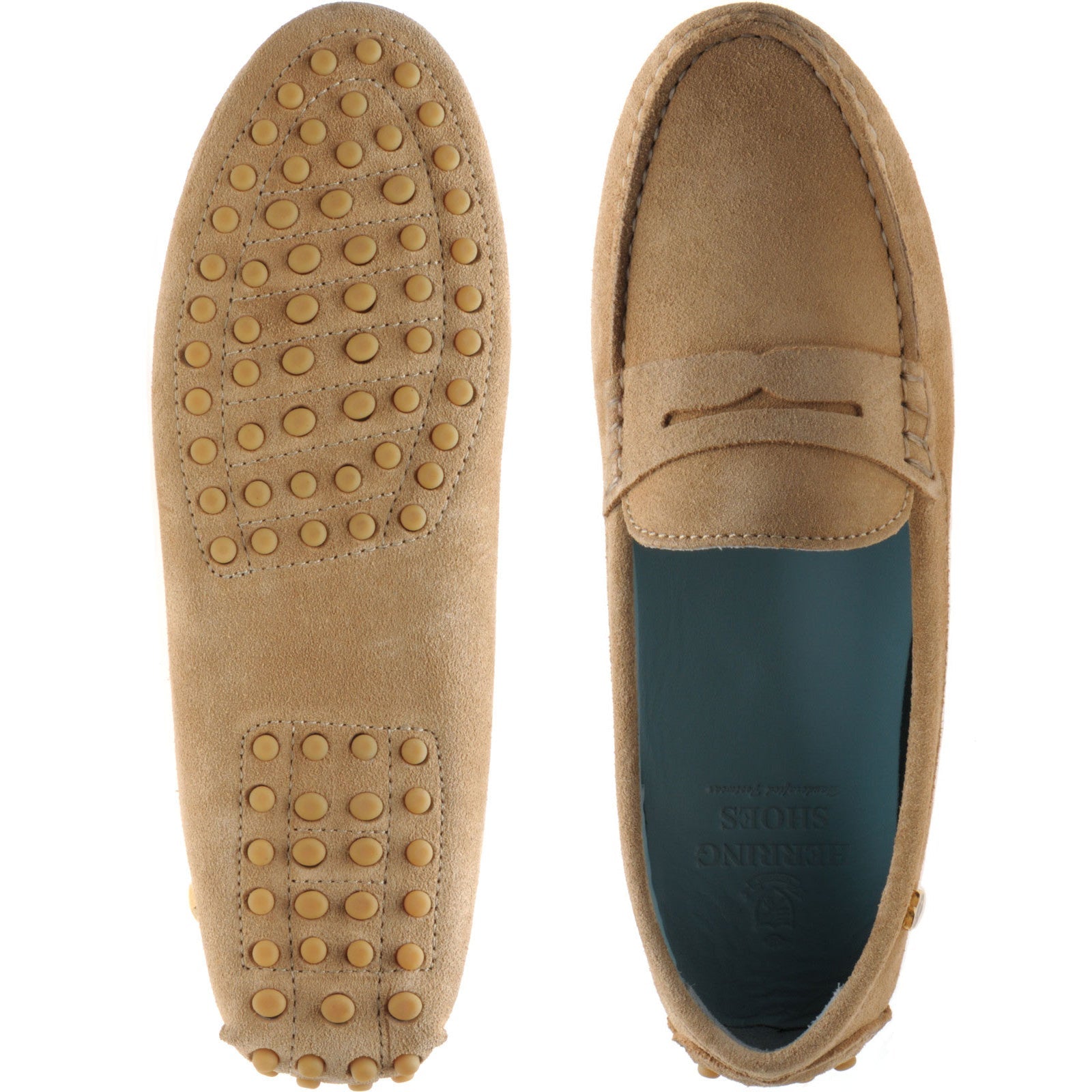 Herring Louisa ladies rubber-soled driving moccasins in sand suede