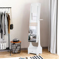 HOMCOM Freestanding Jewellery Storage Mirror Armoire with LED Lights, Hooks & Drawer