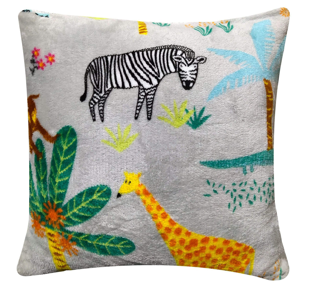 Jungle Safari Animal Kingdom Children's Teddy Fleece Bedding Set Lions Elephants Giraffes Zebras Matching Throw and Cushion Available by OLIVIA ROCCO