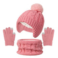 Kids 3-Piece Knitted Winter Set – Hat Scarf Gloves with Fleece Lining