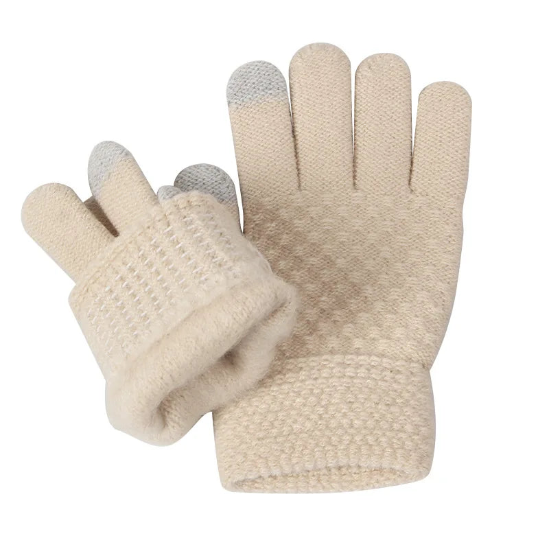 Kids 3-Piece Knitted Winter Set – Hat Scarf Gloves with Fleece Lining