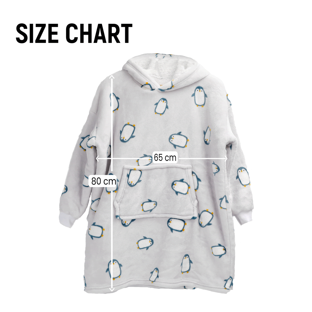 Kids Oversized Hooded Penguin Blanket Hoodie Ultra Soft Sherpa Flannel for Ages 8-15 Warm and Cozy by Daisy Dreamer