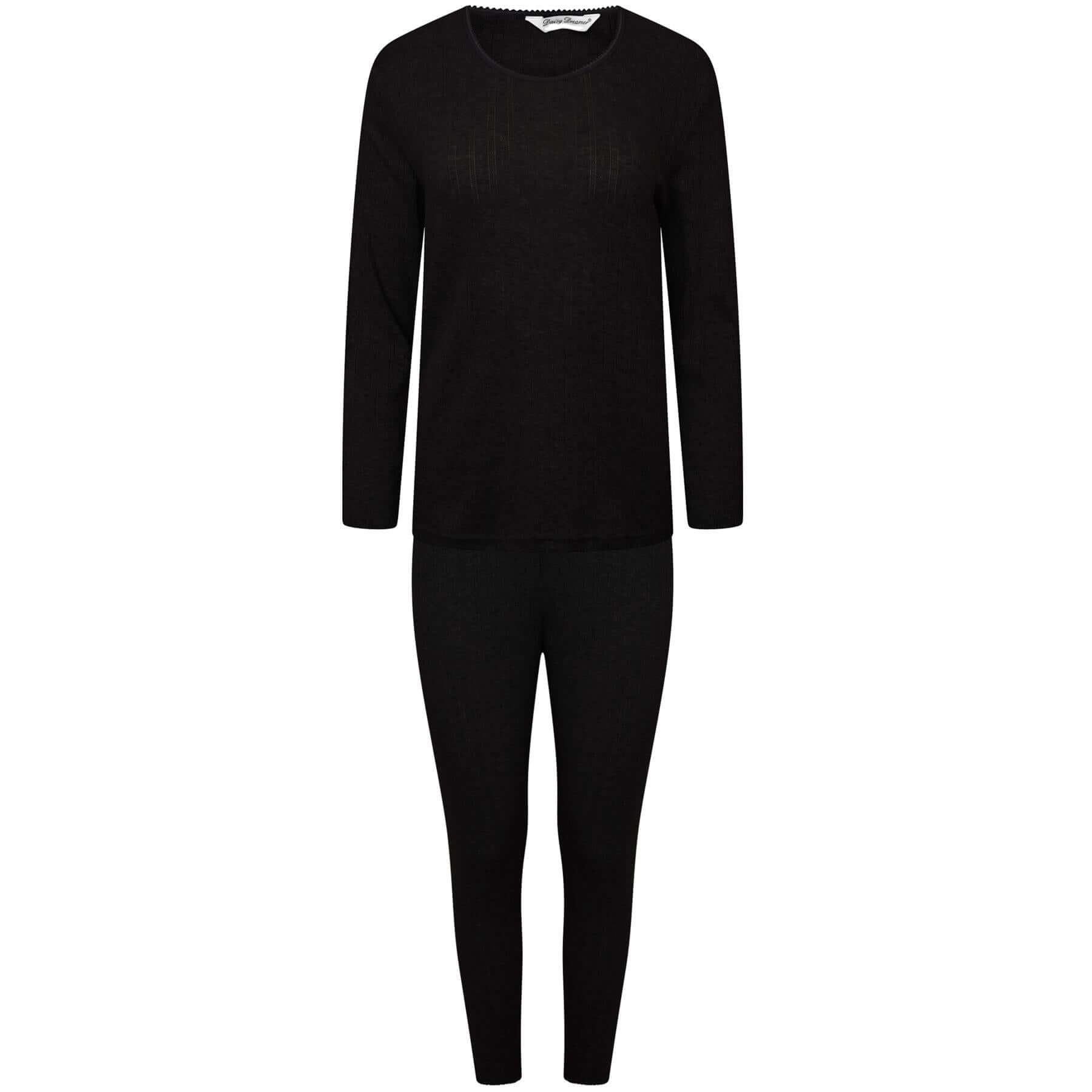 Girls Thermal Underwear Set Long Sleeve Top and Long Jane Pants Insulating Cotton-Rich Winter Baselayer Soft Breathable Multiple Colours Sizes by Daisy Dreamer