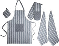 Kitchen Sets Apron Double Oven Gloves Towel Set Heat Resistant Oven Mitts Pot Holder for Home Kitchen Baking and Cooking Pack of 5 by OLIVIA ROCCO