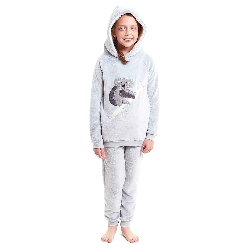 Koala Bear Fleece Hooded Pyjama Set Soft Plush Loungewear Cosy Nightwear by Daisy Dreamer