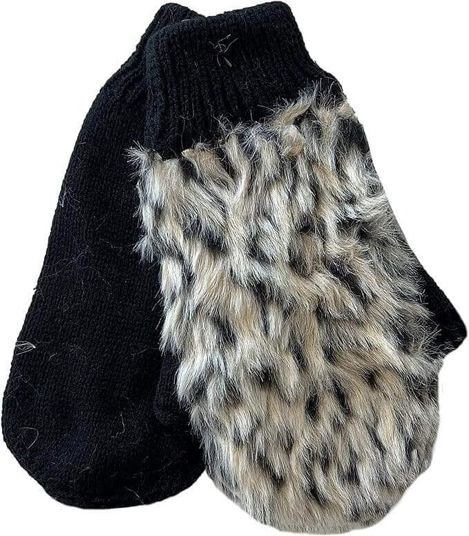 Ladies Faux Fur Winter Ski Hat with Ear Flaps and Matching Mittens Set for Warmth and Style Ideal for Outdoor Activities by Sock Stack