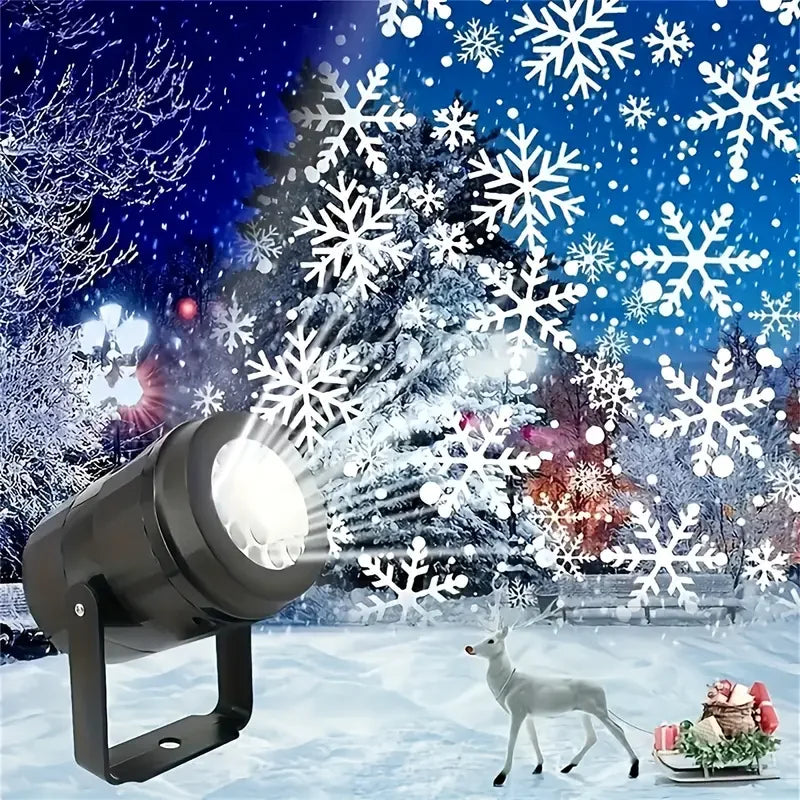 LED Snowflake Christmas Projector Light – Rotating USB Indoor Lamp