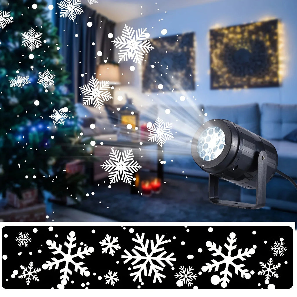 LED Snowflake Christmas Projector Light – Rotating USB Indoor Lamp