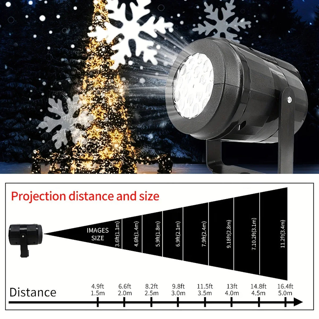 LED Snowflake Christmas Projector Light – Rotating USB Indoor Lamp
