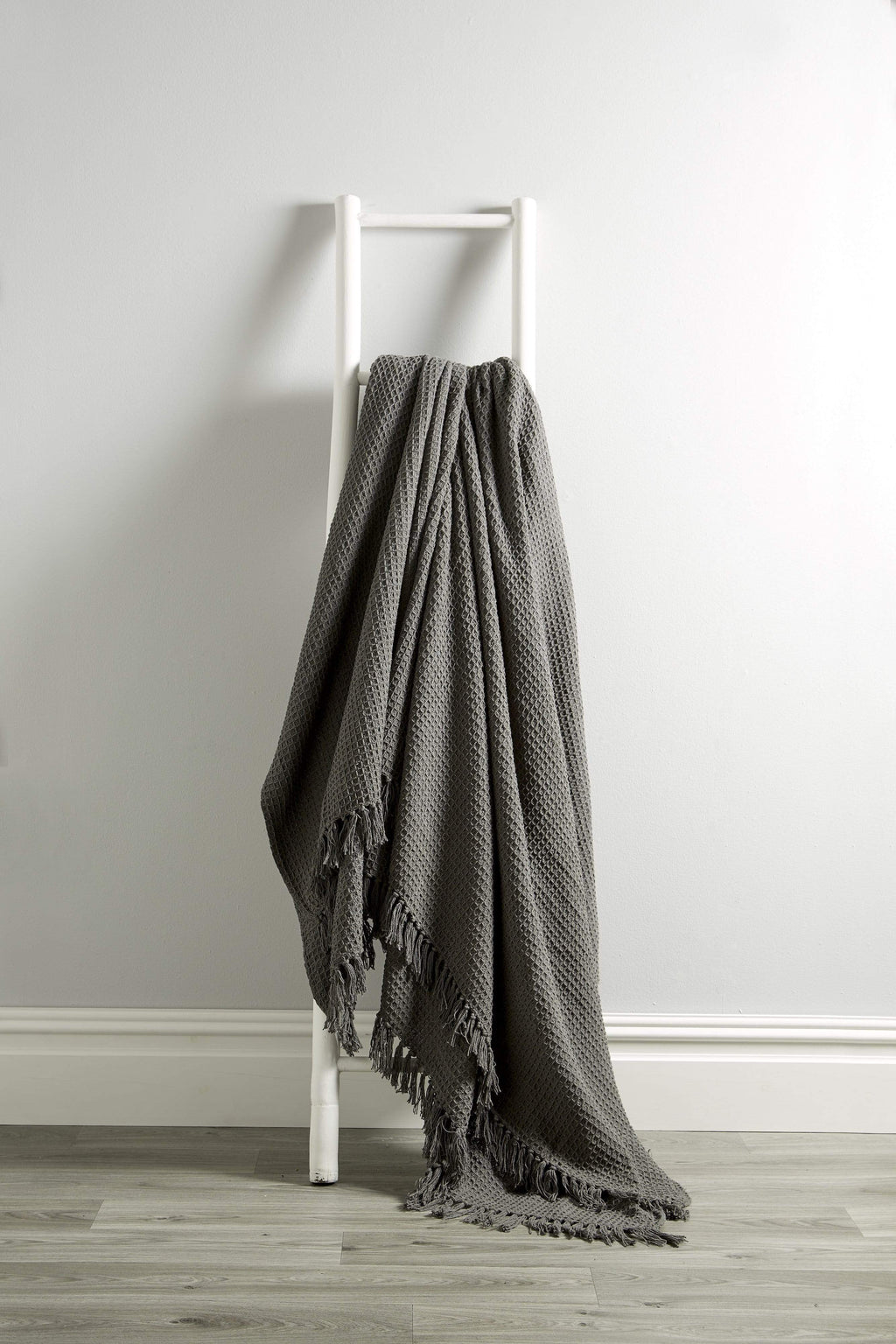 Lisbon Pure Indian Cotton Handwoven Honeycomb Throw Blanket Luxurious Soft Lightweight Easycare Cover for Sofa Bed or Living Room Available in 10 Colours and Sizes by OLIVIA ROCCO