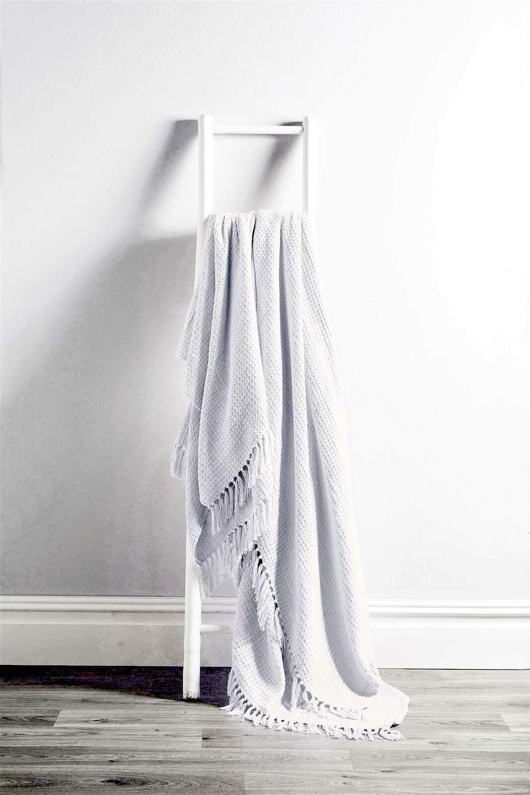 Lisbon Pure Indian Cotton Handwoven Honeycomb Throw Blanket Luxurious Soft Lightweight Easycare Cover for Sofa Bed or Living Room Available in 10 Colours and Sizes by OLIVIA ROCCO