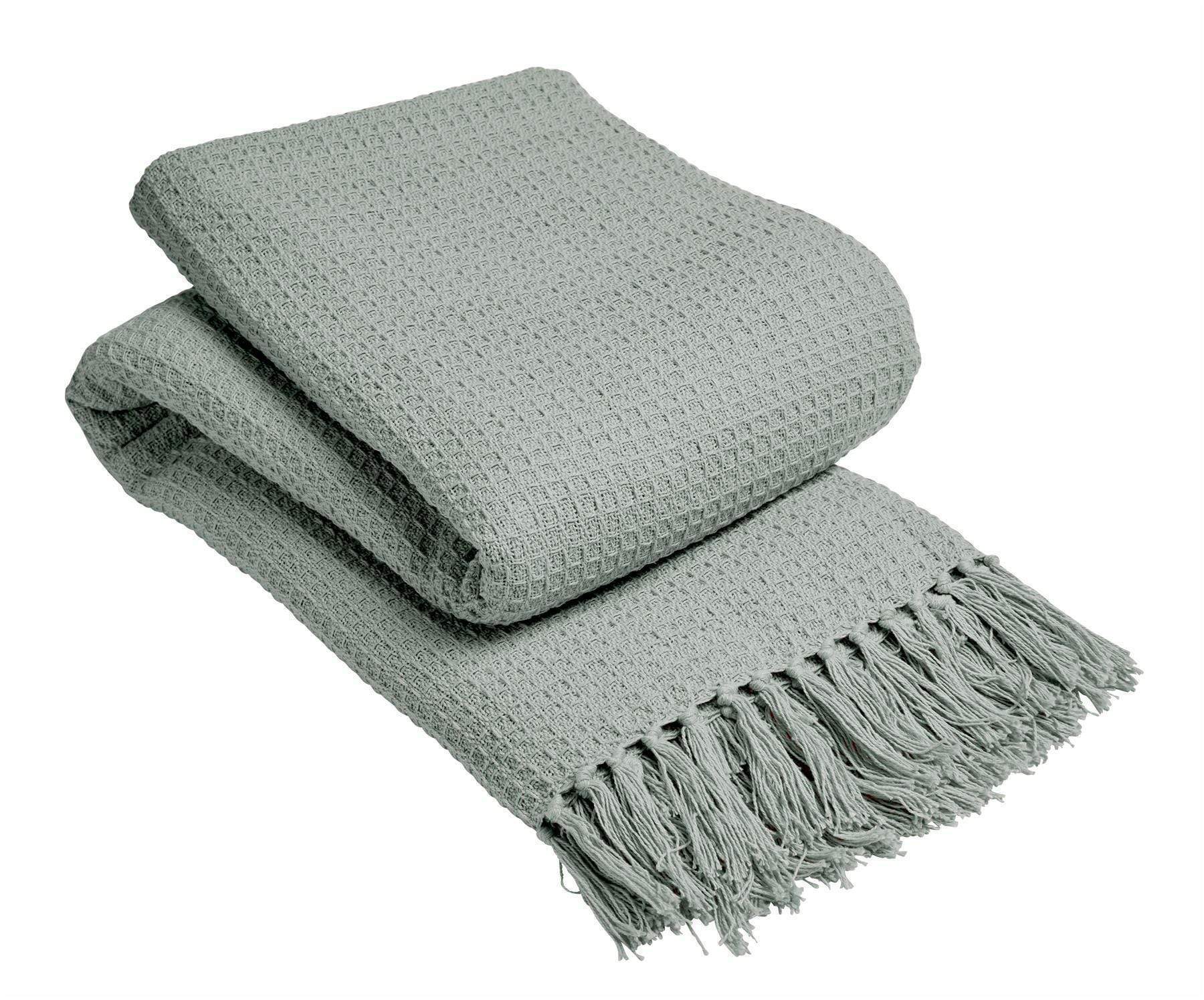 Lisbon Pure Indian Cotton Handwoven Honeycomb Throw Blanket Luxurious Soft Lightweight Easycare Cover for Sofa Bed or Living Room Available in 10 Colours and Sizes by OLIVIA ROCCO