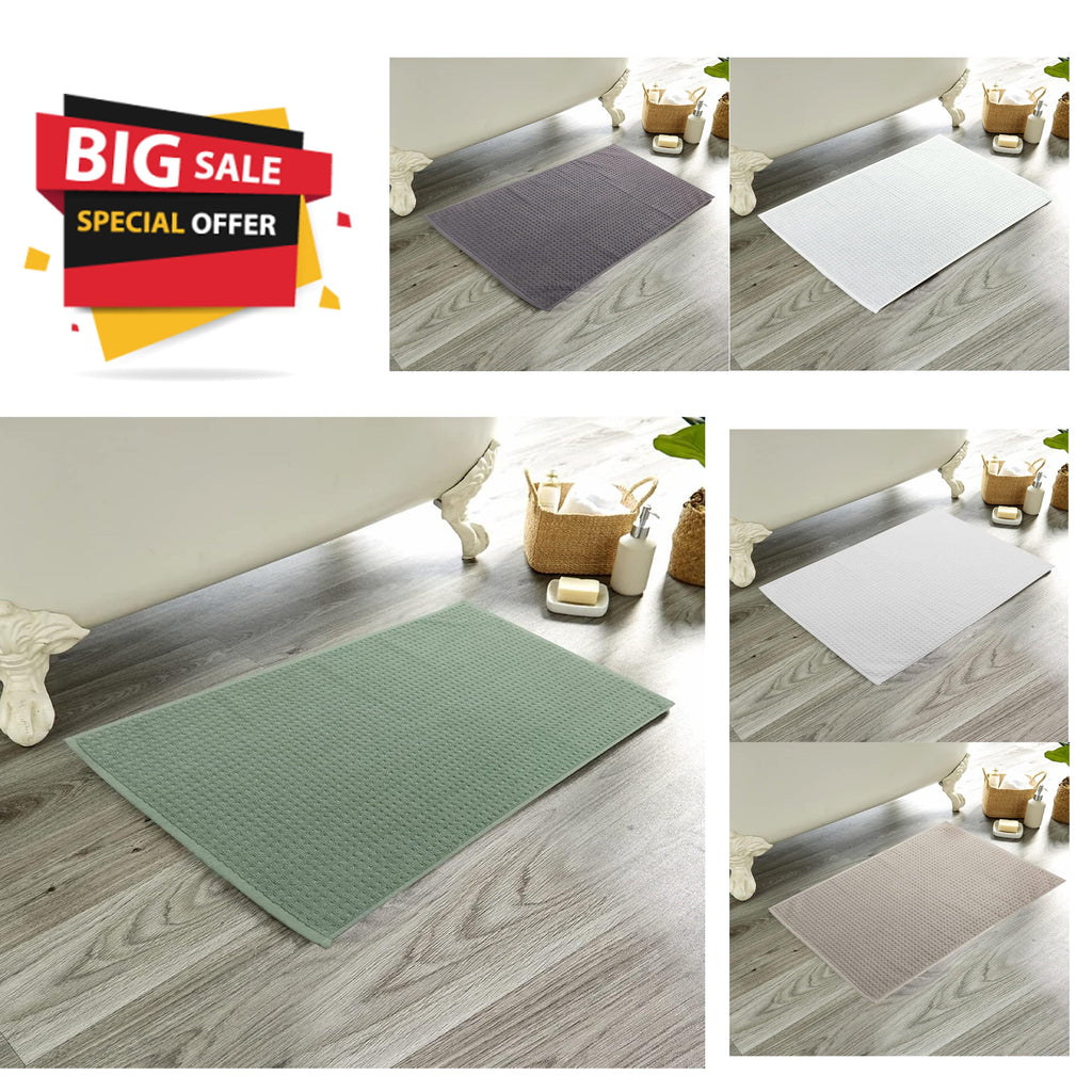 Pack of 3 Luxe Ultra-Soft Deep Cotton Pile Bathmats Handcrafted Eco-Friendly Absorbent Quick-Drying Premium Cotton Rug for Bathroom Decor by OLIVIA ROCCO