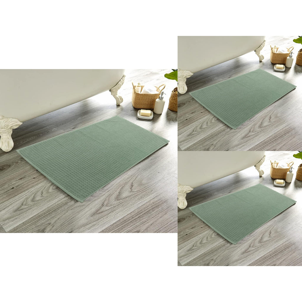 Pack of 3 Luxe Ultra-Soft Deep Cotton Pile Bathmats Handcrafted Eco-Friendly Absorbent Quick-Drying Premium Cotton Rug for Bathroom Decor by OLIVIA ROCCO