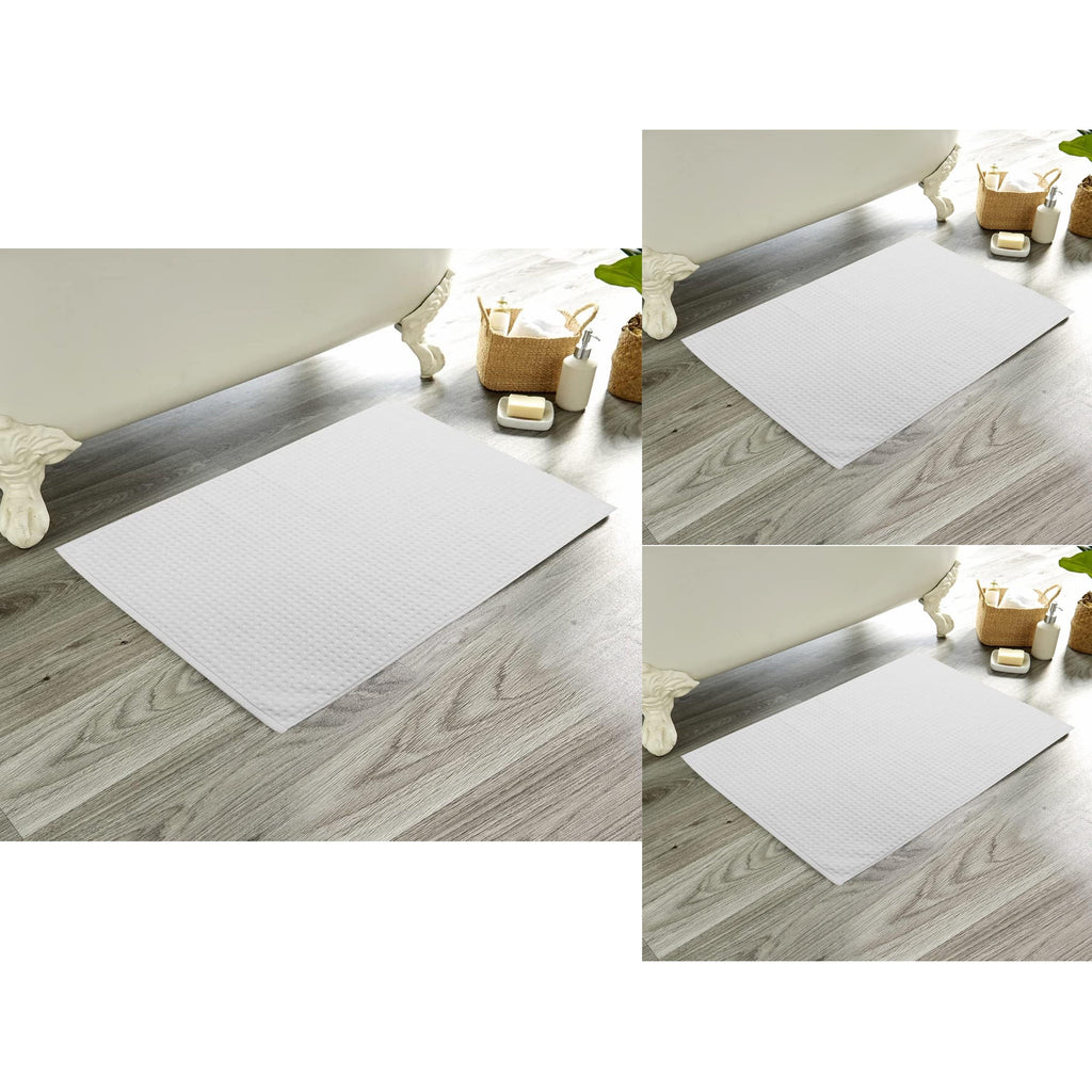 Pack of 3 Luxe Ultra-Soft Deep Cotton Pile Bathmats Handcrafted Eco-Friendly Absorbent Quick-Drying Premium Cotton Rug for Bathroom Decor by OLIVIA ROCCO