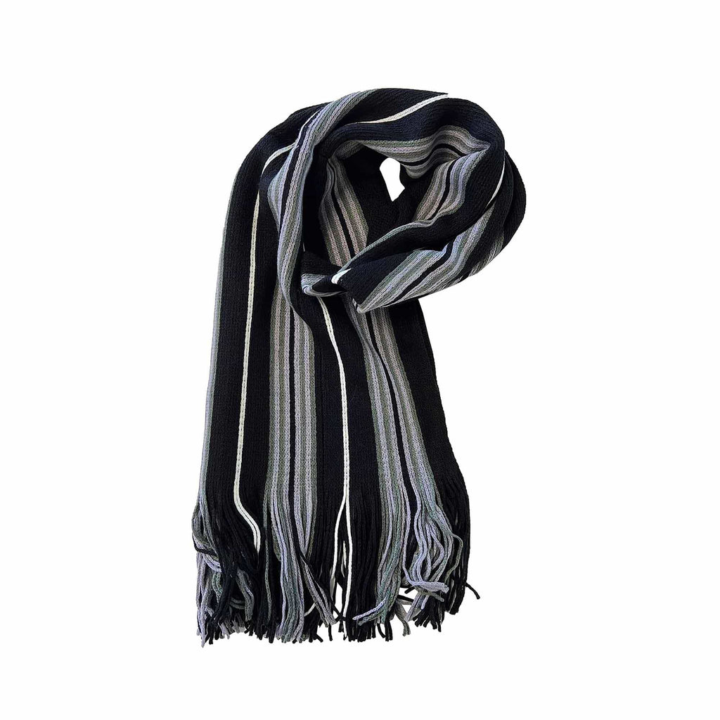 Luxury Men's Woven Stripe Design Long Scarf Warm Soft Acrylic Winter Fashion Accessory for Formal and Casual Wear Hypoallergenic by Sock Stack