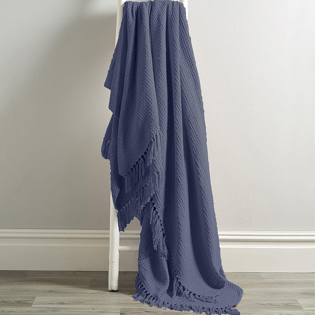 Cotton Throw Eco-Friendly Super Soft Cotton Throws Lightweight Sustainable Recycled Cotton for Sofa Bed Chair Calming Colours By OLIVIA ROCCO