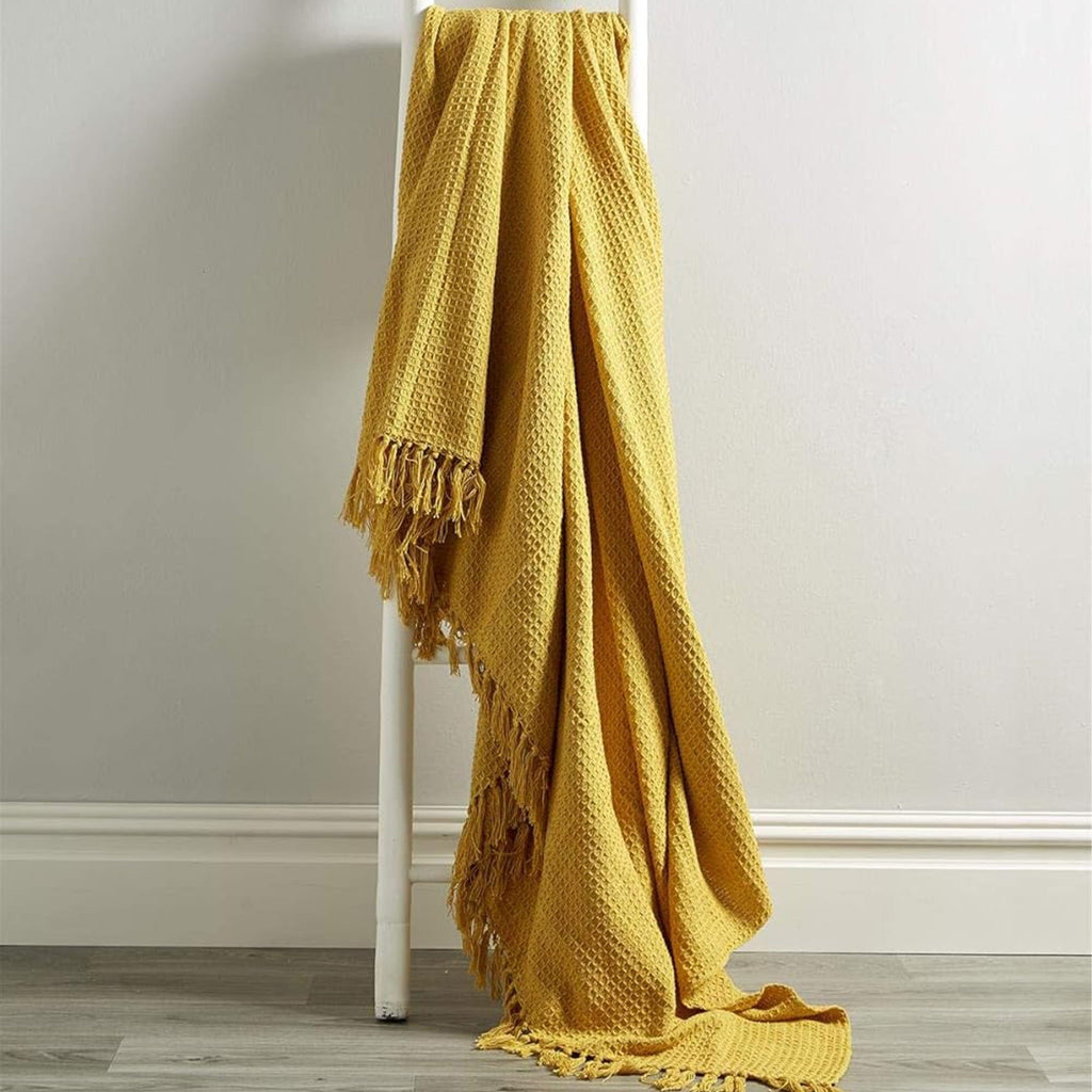 Cotton Throw Eco-Friendly Super Soft Cotton Throws Lightweight Sustainable Recycled Cotton for Sofa Bed Chair Calming Colours By OLIVIA ROCCO