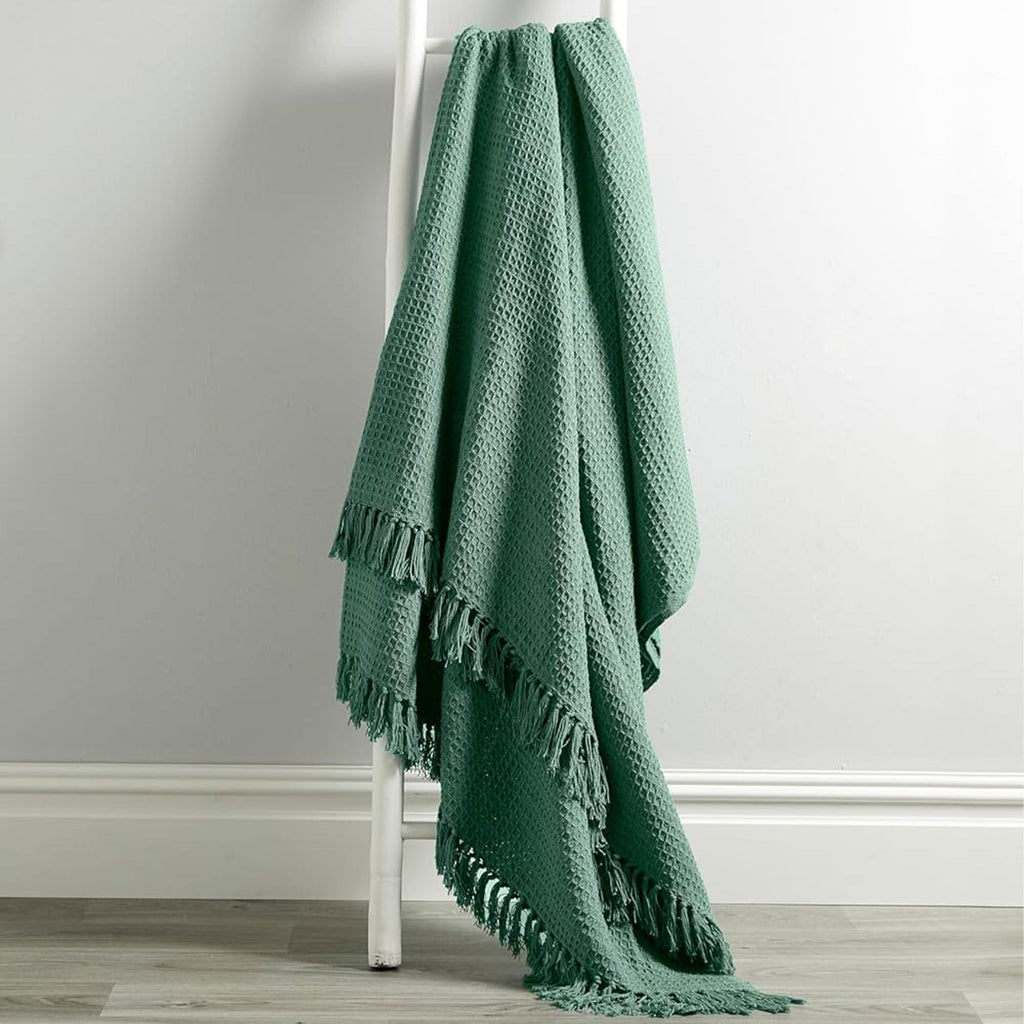 Cotton Throw Eco-Friendly Super Soft Cotton Throws Lightweight Sustainable Recycled Cotton for Sofa Bed Chair Calming Colours By OLIVIA ROCCO