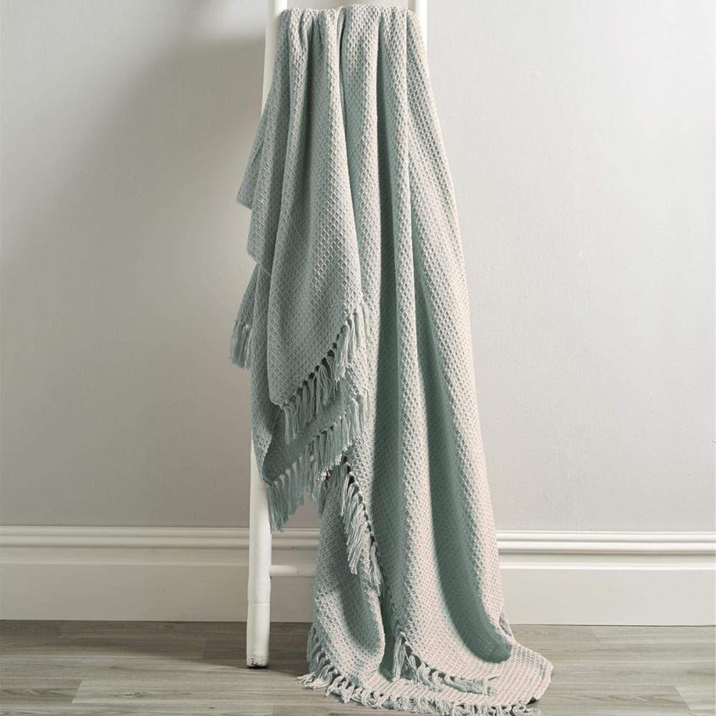 Cotton Throw Eco-Friendly Super Soft Cotton Throws Lightweight Sustainable Recycled Cotton for Sofa Bed Chair Calming Colours By OLIVIA ROCCO