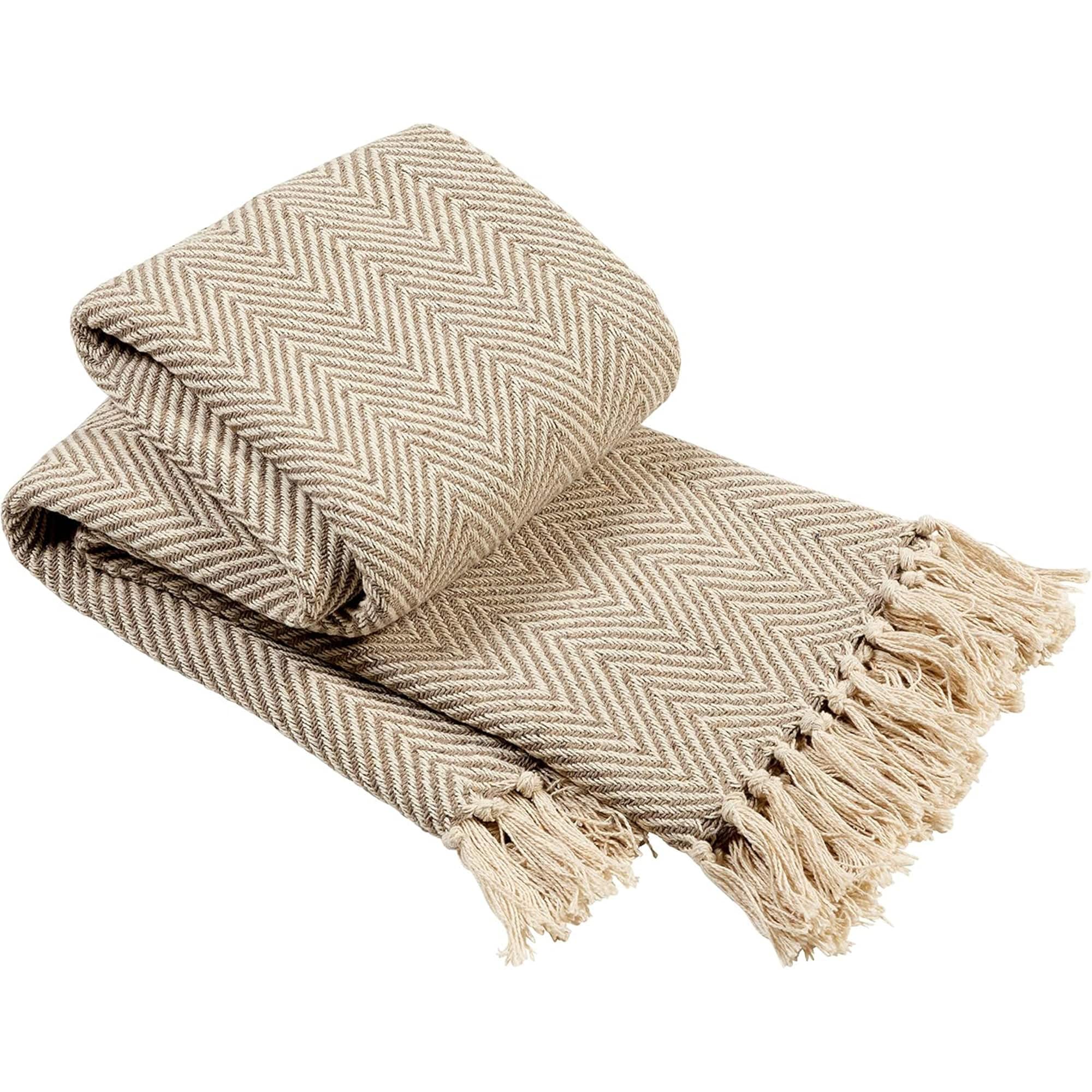 Cotton Throw Eco-Friendly Super Soft Cotton Throws Lightweight Sustainable Recycled Cotton for Sofa Bed Chair Calming Colours By OLIVIA ROCCO