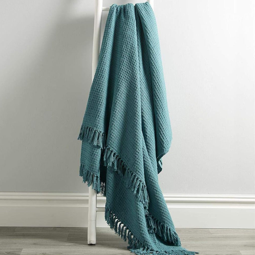 Cotton Throw Eco-Friendly Super Soft Cotton Throws Lightweight Sustainable Recycled Cotton for Sofa Bed Chair Calming Colours By OLIVIA ROCCO