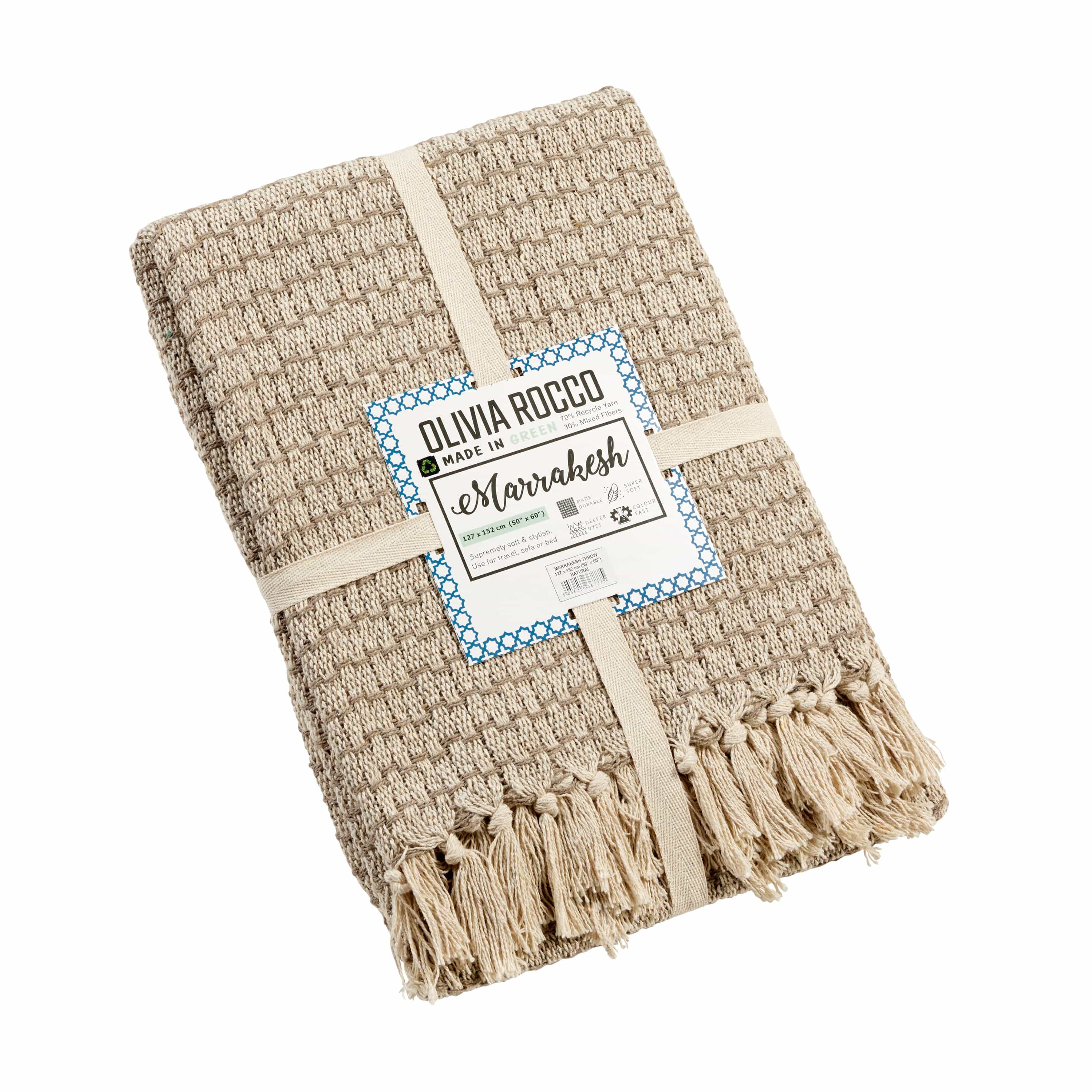 Cotton Throw Eco-Friendly Super Soft Cotton Throws Lightweight Sustainable Recycled Cotton for Sofa Bed Chair Calming Colours By OLIVIA ROCCO