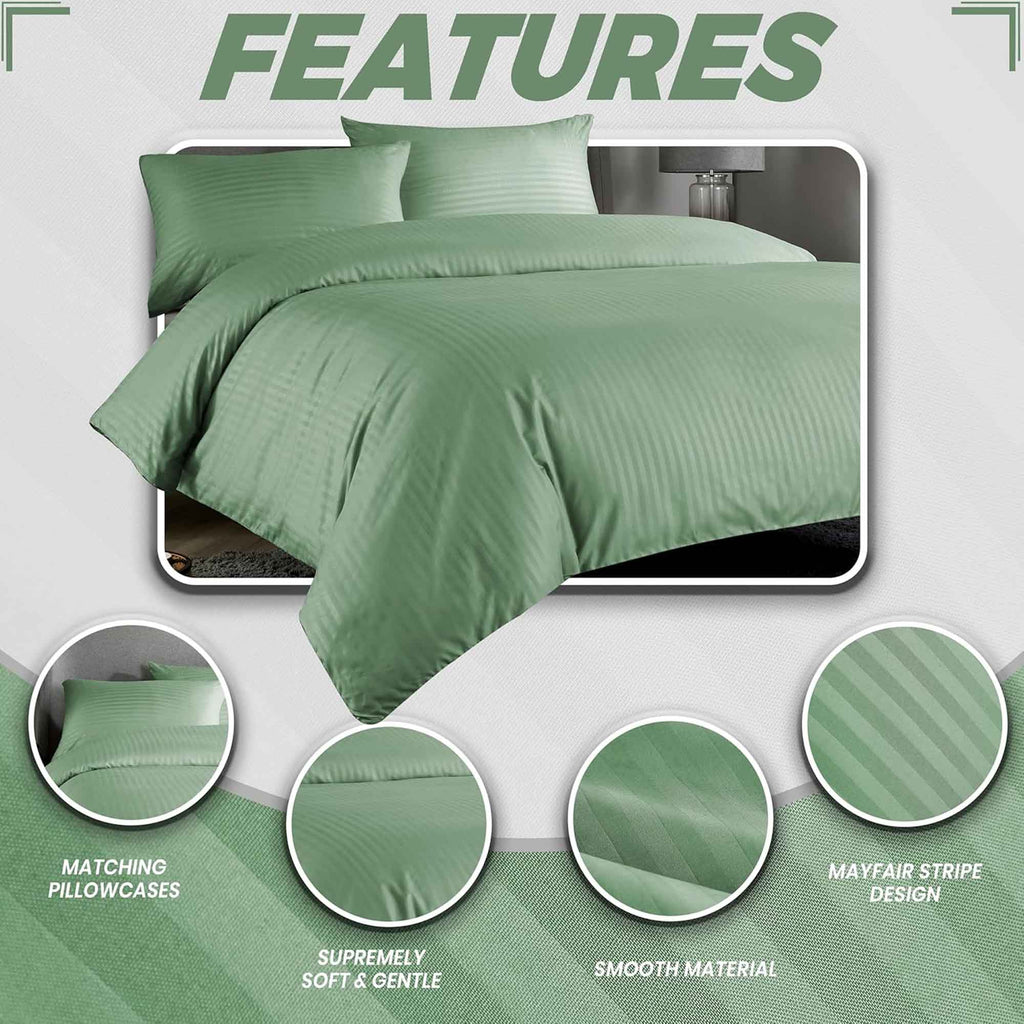 Mayfair Stripe Elegant Reversible Satin Duvet Cover Set with Comforter Multiple Sizes & Colours Luxurious Bedding Collection by OLIVIA ROCCO