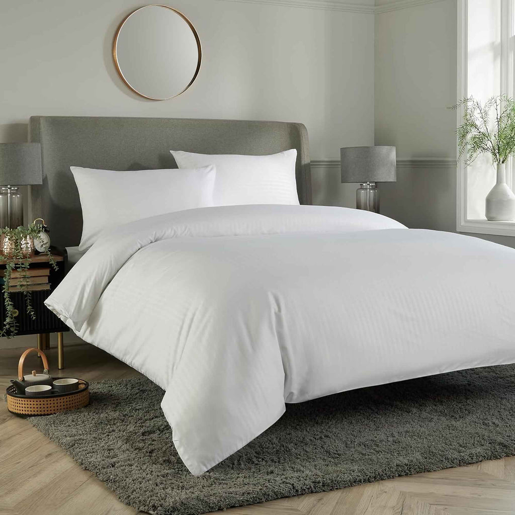 Mayfair Stripe Elegant Reversible Satin Duvet Cover Set with Comforter Multiple Sizes & Colours Luxurious Bedding Collection by OLIVIA ROCCO
