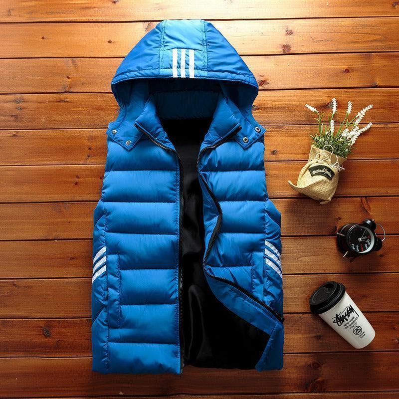Men Padded Detachable Hoodie Sleeveless Vest Jacket