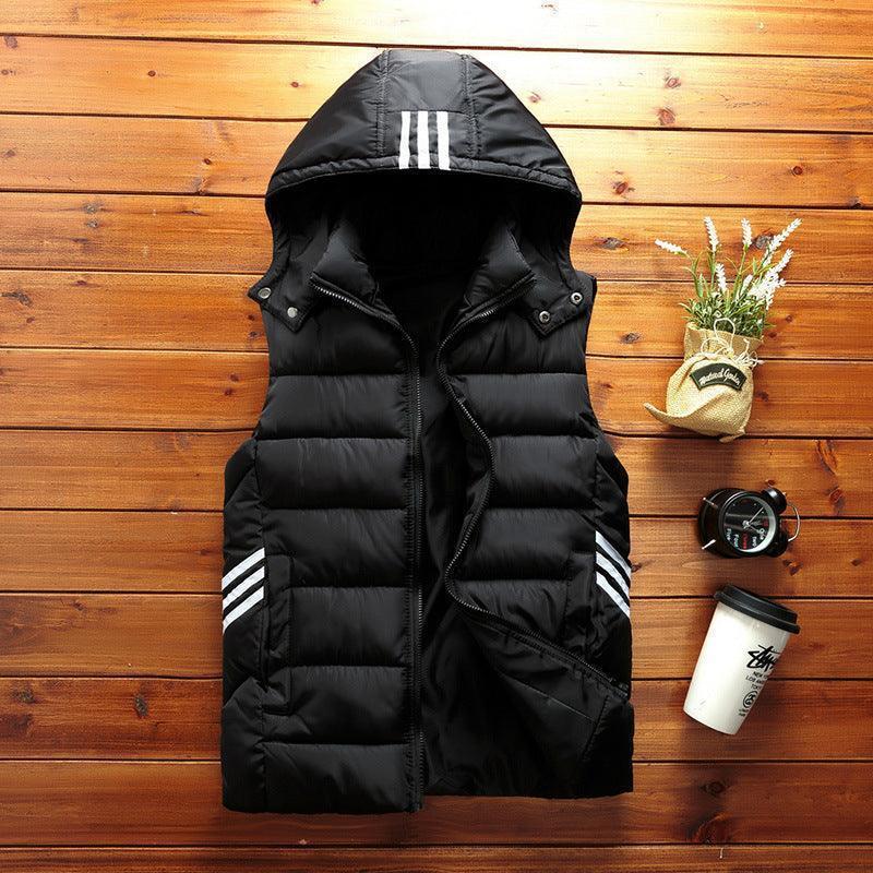 Men Padded Detachable Hoodie Sleeveless Vest Jacket