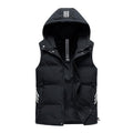 Men Padded Detachable Hoodie Striped Vest Jacket