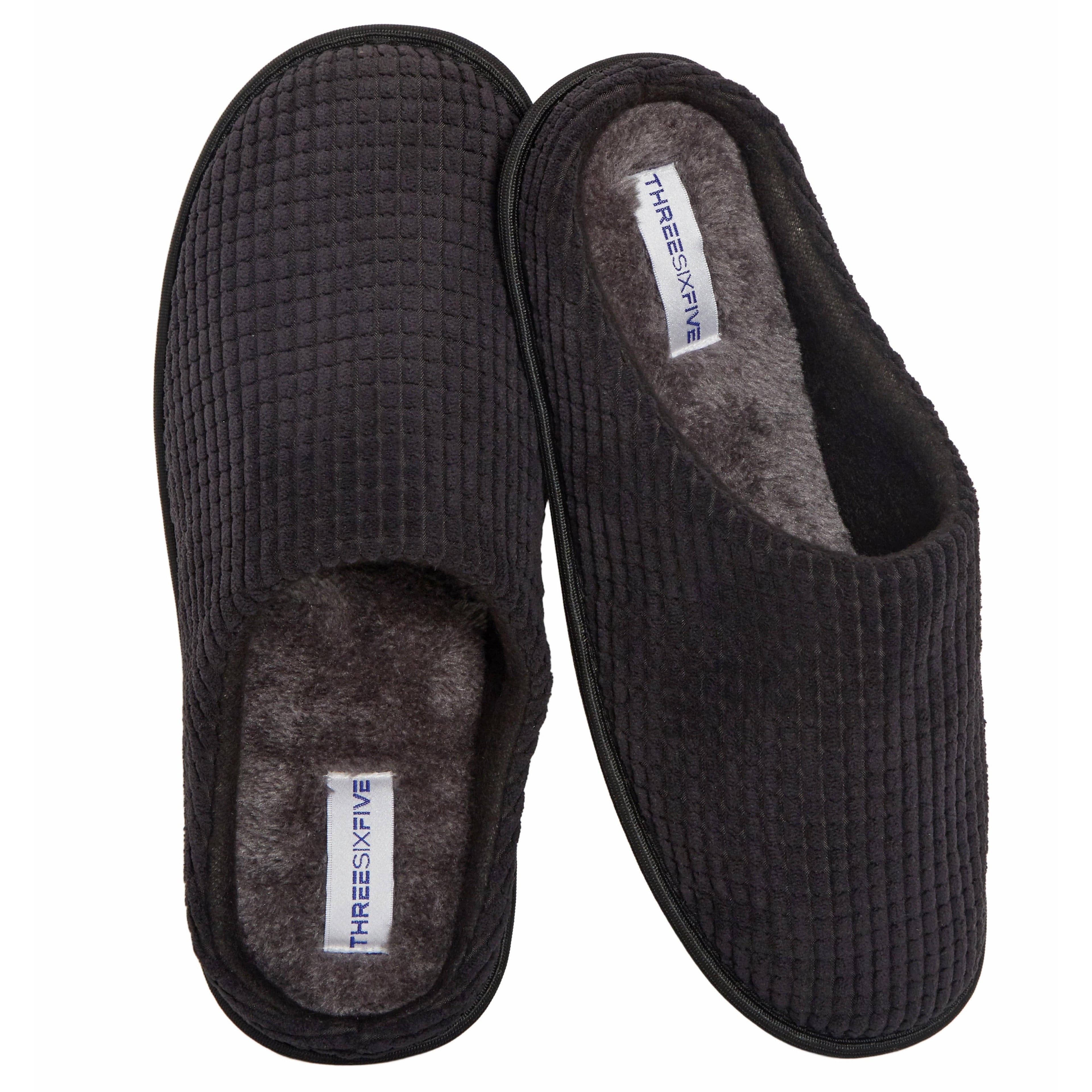 Men's Corduroy Slip On Indoor House Shoes Non Slip Sole Memory Foam Warm Thermal Lined Easy Care Slipper Pair by Sock Stack