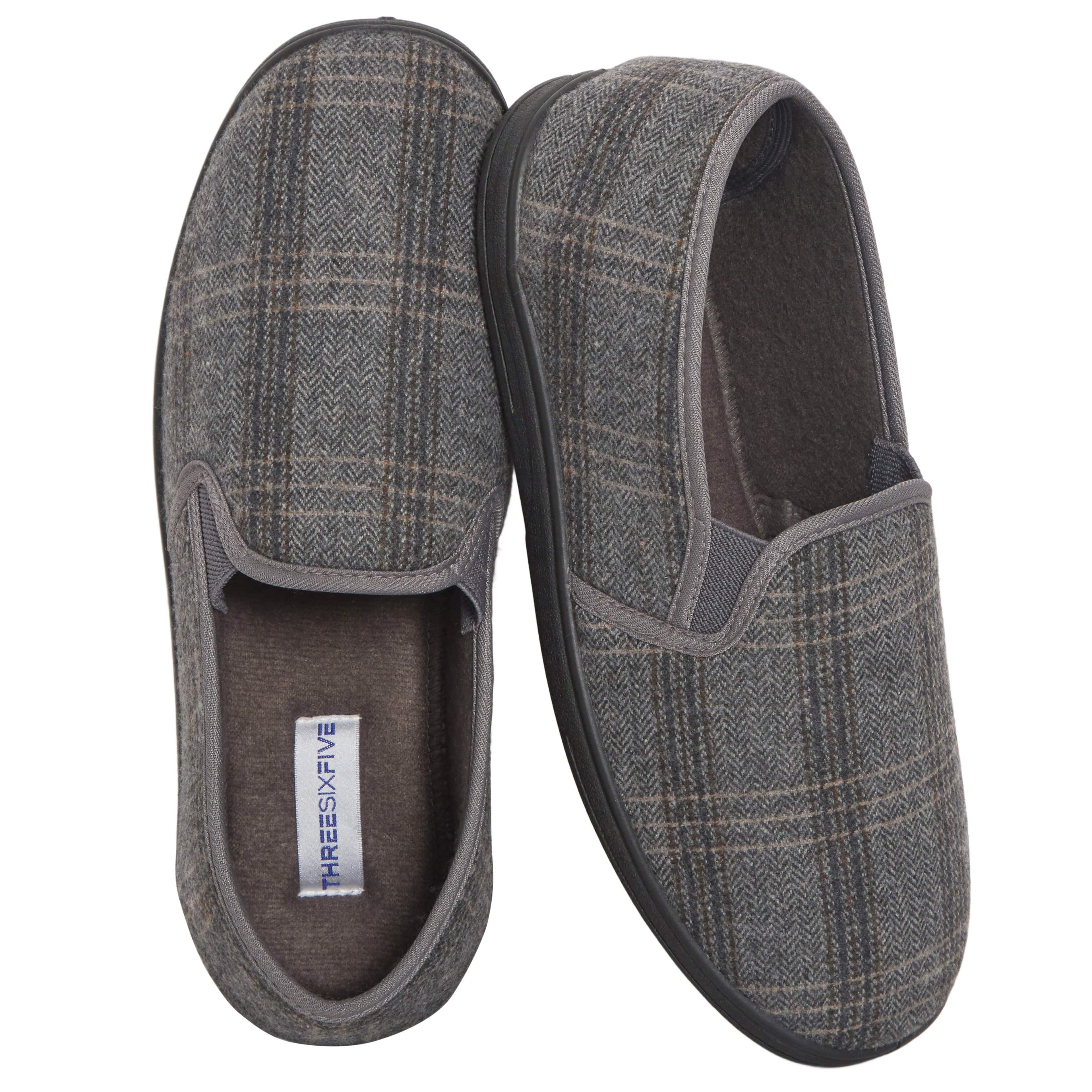 Men’s Checked Slippers Memory Foam Cushioned Soft Lining Warm Thermal Slip On House Shoes Pair for Indoor Use by Sock Stack