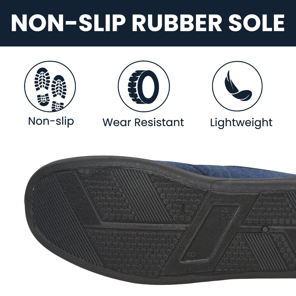 Men’s Checked Slippers Memory Foam Cushioned Soft Lining Warm Thermal Slip On House Shoes Pair for Indoor Use by Sock Stack