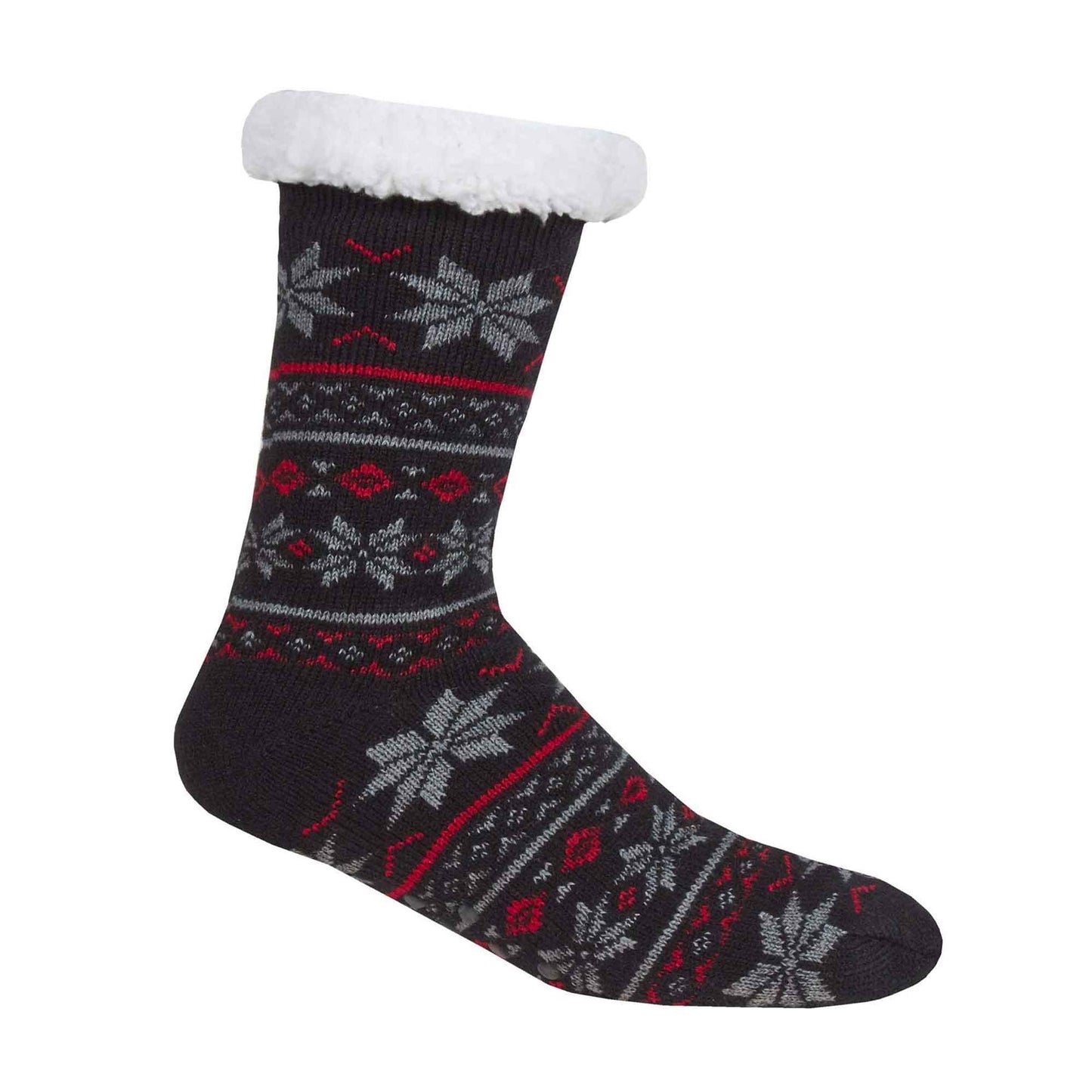 Men's Chunky Winter Lounge Slipper Socks with Non-Slip Grips Ultra-Soft Sherpa Flannel Fleece Lining Cozy Home Wear Sizes 39-46 by Sock Stack