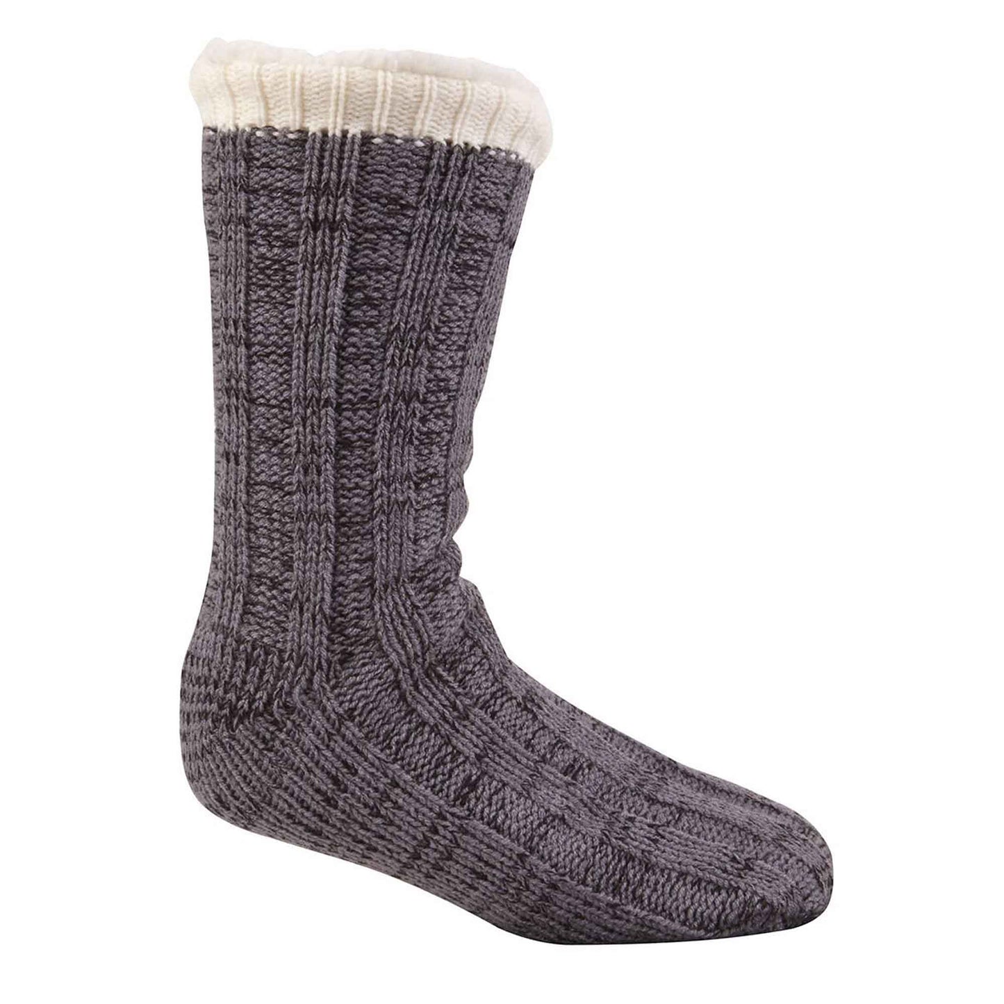 Men's Chunky Winter Lounge Slipper Socks with Non-Slip Grips Ultra-Soft Sherpa Flannel Fleece Lining Cozy Home Wear Sizes 39-46 by Sock Stack