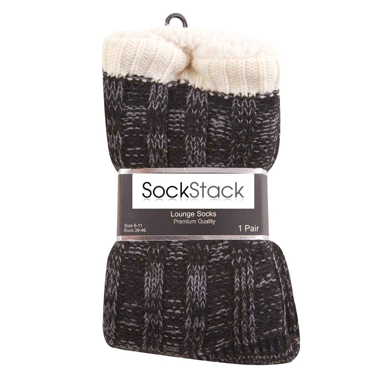 Men's Chunky Winter Lounge Slipper Socks with Non-Slip Grips Ultra-Soft Sherpa Flannel Fleece Lining Cozy Home Wear Sizes 39-46 by Sock Stack