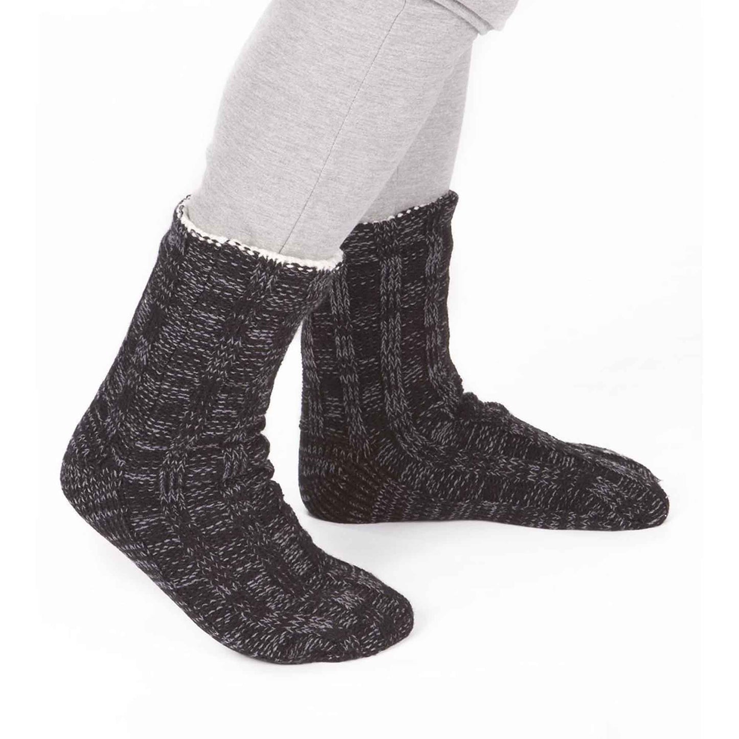 Men's Chunky Winter Lounge Slipper Socks with Non-Slip Grips Ultra-Soft Sherpa Flannel Fleece Lining Cozy Home Wear Sizes 39-46 by Sock Stack
