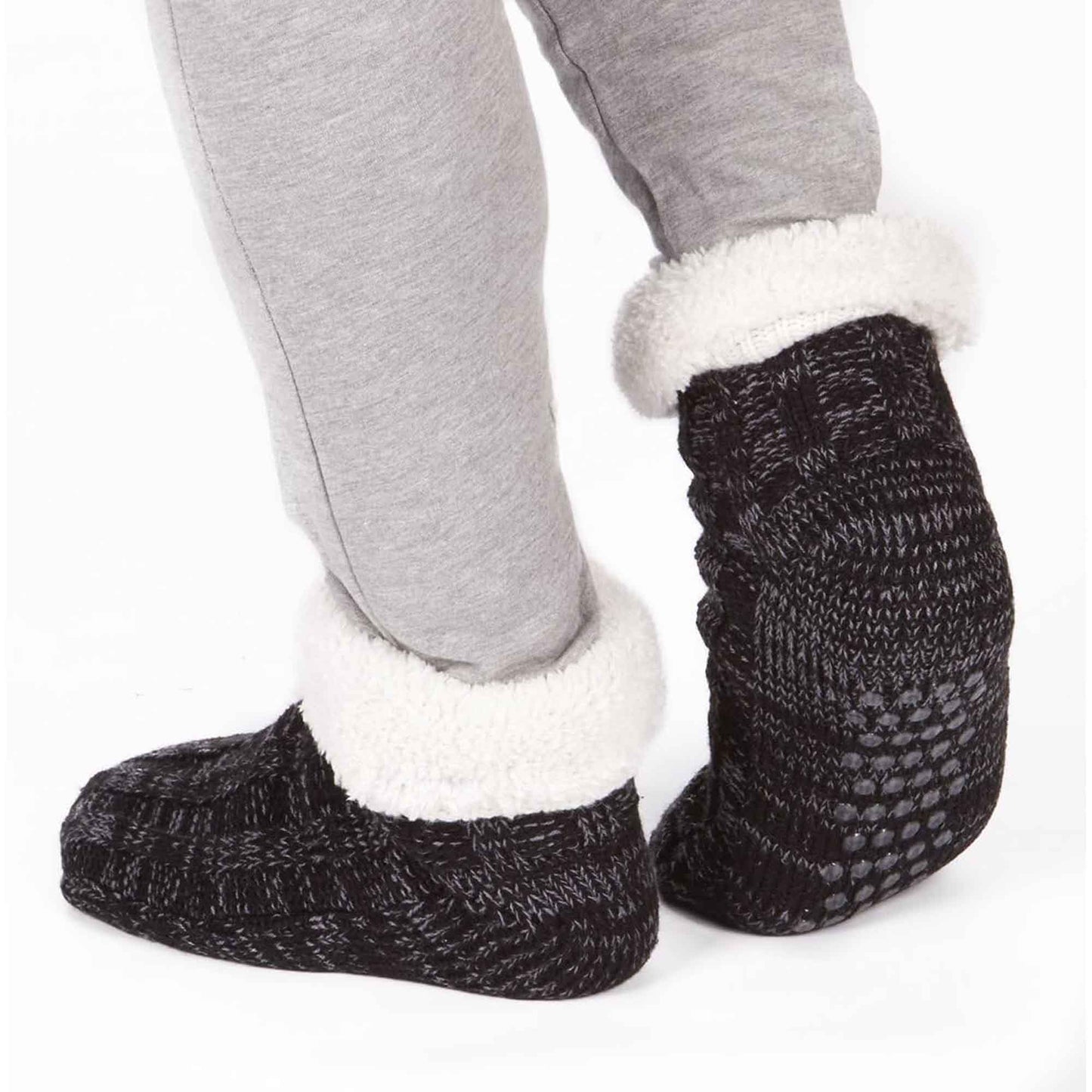 Men's Chunky Winter Lounge Slipper Socks with Non-Slip Grips Ultra-Soft Sherpa Flannel Fleece Lining Cozy Home Wear Sizes 39-46 by Sock Stack