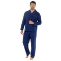 Men's Classic Navy Woven Pyjama Set Long Sleeve Button Top & Bottoms Easy Care Nightwear by Sock Stack
