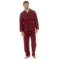 Men's Classic Red Woven Pyjama Set Long Sleeve Button Top & Bottoms Easy Care Nightwear by Sock Stack
