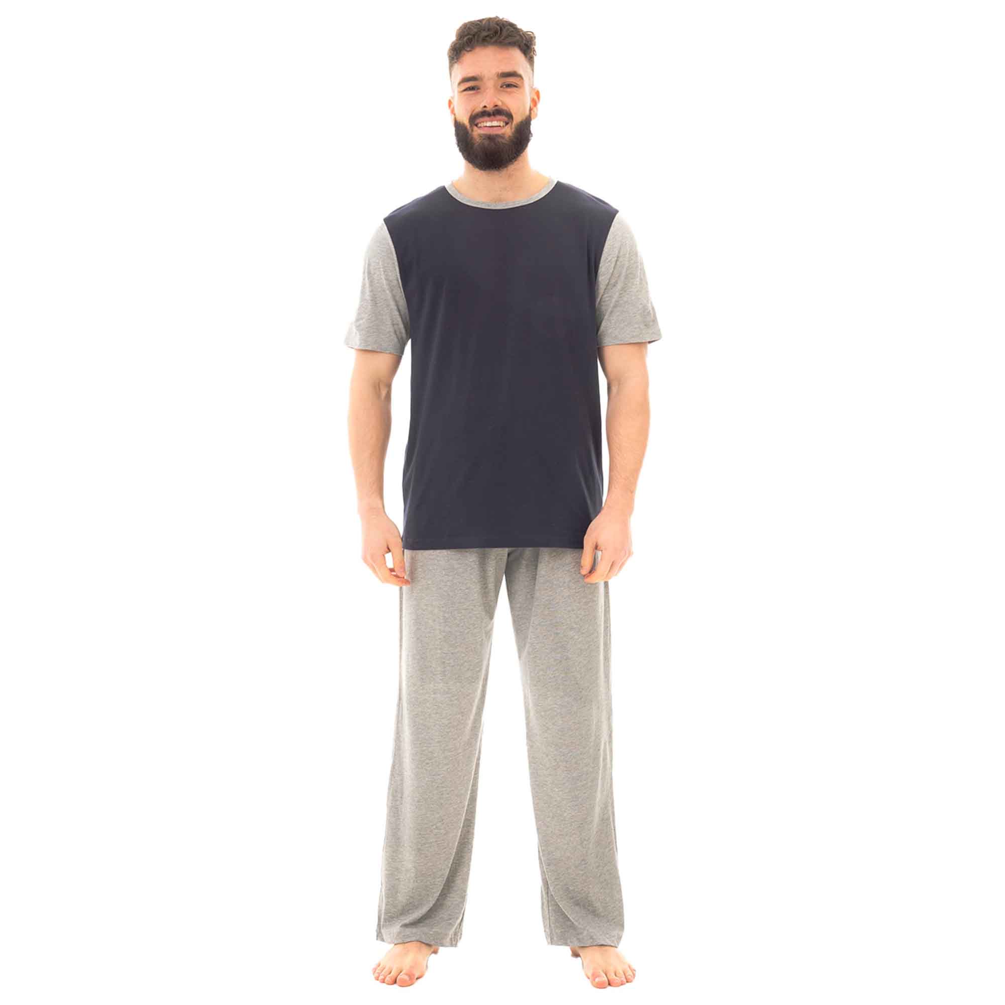 Men's Cotton T Shirt and Long Pants Loungewear Set Comfortable Lightweight Sleepwear by Sock Stack