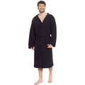 Men’s Hooded Waffle Cotton Bathrobe Black Super Absorbent Spa Robe Luxury Dressing Gown for Home & Loungewear by Sock Stack
