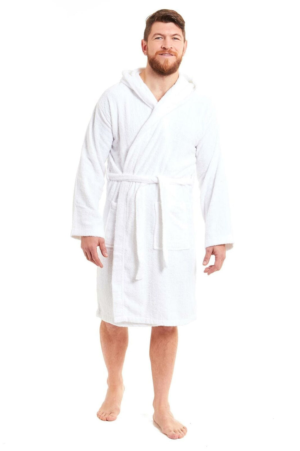 Men's Luxury Bamboo Cotton Hooded Bathrobe Ultra-Soft Towelling Robe for Home Gym and Spa in Multiple Sizes and Colours by Daisy Dreamer