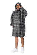 Men's Oversized Hooded Blanket Giant Sherpa Lined Hoodie with Hood and Pocket for Ultimate Warmth and Comfort Grey Stars by Daisy Dreamer